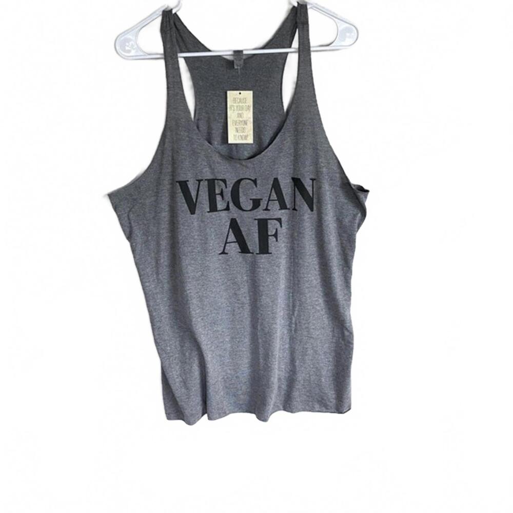 NWT Gray Unisex Vegan AF Tank Top‎ XXL